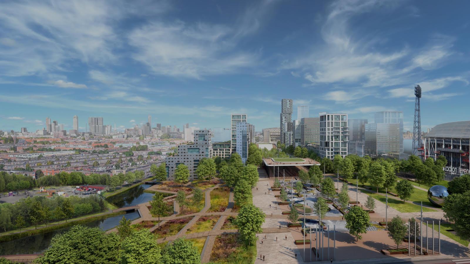 Rotterdam met rechts feijnoord xl stadion